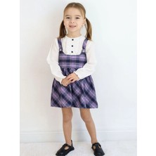 Luggi Baby Bisiklet Yaka Uzun Kollu Gömlek ve Askılı Kız Bebek Elbise