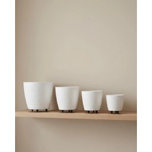 Serac Collection 4’lü 3D Beyaz Dekoratif Vazo Seti Modern Ayaklı Şık Saksı Takımı - SA002G-6ERO96