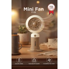 Torima Şarjlı El Vantilatörü Telefon Standlı 3 Kademeli Masaüstü Taşınabilir Fan F55 Kahverengi