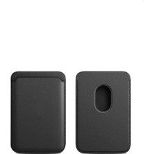 EXS 17-16-15-14-13-12 ve 11 Serisi ile Uyumlu Magsafe Özellikli Deri Cüzdan Kartlık Siyah