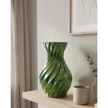 Serac Collection Yeşil Spiral 3D Baskı Vazo Estetik Modern Ev Ofis Dekoru - SA002G-6ETCF2