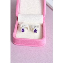 Miraç Gümüş Takı Atölyem 925 Ayar Gümüş Zirkon Taşlı Damla Model Kız Çocuk Küpesi