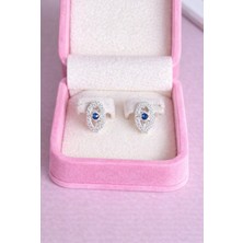 Miraç Gümüş Takı Atölyem 925 Ayar Gümüş Zirkon Taşlı Oval Model Kız Çocuk Küpesi