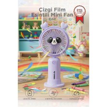 Torima Şarjlı El Vantilatörü Masaüstü Stantlı 2 Kademeli Ayıcıklı Masa Fanı F68 Mor