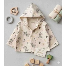 Mini Panda Zebra Desenli Bebek Çocuk Kapüşonlu Mevsimlik Hırka %100 Pamuk