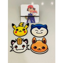 Pokemon Özel Kesim Bardak Altlığı (4 Adet+Stand)