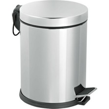Pileli Store Pedallı 8lt Krom Metal Çöp Kovası (4887)
