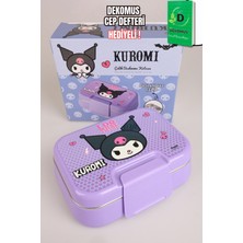 x Dekomus Lisanslı Kuromi Dark Charm Elite Collection 2 Katlı Paslanmaz Çelik Yemek Kabı "dekomus Cep Defteri Hediyeli"