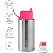 Espressolab Frank Green Neon Pembe Pipetli Çelik Termos 1l NO:121