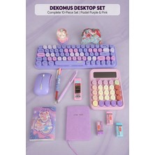 Dekomus x Mikro Lavender Candy Office Collection 13 Parça Kablosuz Mouse&klavye, Hesap Makinası ve Kırtasiye/ofis Seti