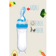 İlkyaz Fashion Kaşıklı Mama Silikon Biberon Erkek Bebek Besleyici 719715 ILKYAZ-325T435