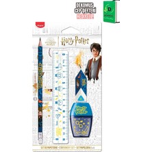 Maped x Dekomus Lisanslı Harry Potter Magic School 4'lü Kırtasiye Seti Kurşun Kalem, Cetvel, Silgi ve Kalemtraş, "dekomus Cep Defteri Hediyeli"