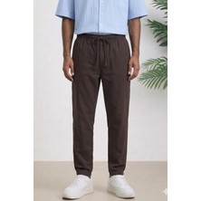 Tarz Cool Lacivert Renk Erkek Yazlık Keten Karışımı Relaxed Pantolon