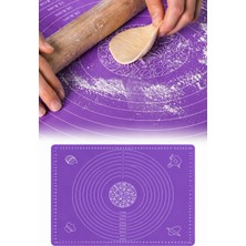 Omilife Silikon Hamur Açma Yoğurma Matı  Skalalı Kaymaz Yapışmaz Kolay Temizlenebilir 40X50 cm