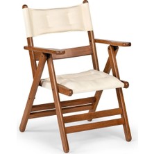 KL BAHÇE MOBİLYA Atina Minderli Katlanır Sandalye - Dış Mekan 2 Kademeli Kolçaklı Ahşap Bahçe, Balkon Sandalyesi