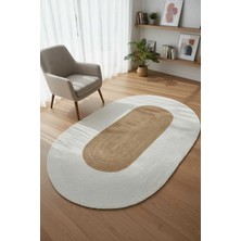 Home İnn Oval Halı Krem & Natural | Yumuşak Dokulu Şık Dekoratif Zemin Halısı