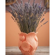 Serac Collection Turuncu Çiçek Desenli 3D Dekoratif Vazo Modern Masaüstü Aksesuar - SA002G-6ERMV6