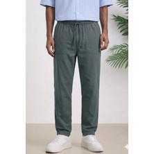 Tarz Cool Lacivert Renk Erkek Yazlık Keten Karışımı Relaxed Pantolon