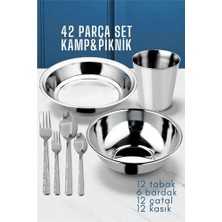 Zenvia Hsnet 42 Parça Tabak Kase Bardak Çatla Kaşık Seti Kamp Piknik Seti   ZNV-HBY3245
