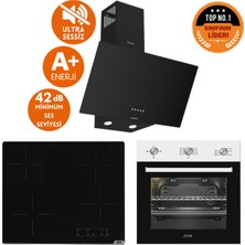 Afm Tech ve Ferre Markalı / Elite Elektrikli Vitro. Sessiz Ankastre Set (D086-SA + V6-04 + FM7301)