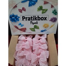 Pratikbox Keten Büyük Boy Fiyonk / 2,5 Cm'lik / Hediyelik / Süsleme / Pembe Renk / 25 Adet