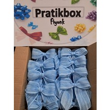 Pratikbox Keten Büyük Boy Fiyonk / 2,5 Cm'lik / Hediyelik / Süsleme / Mavi Renk / 25 Adet