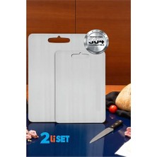 Rivera Tech Rvrhb Hsnet Kesim Tahtası - Profesyonel 304 Paslanmaz Çelik Doğrama Tahtası 2 Li Set