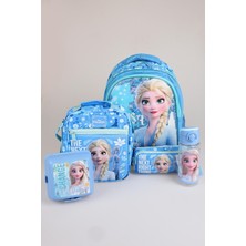 x Dekomus Lisanslı "ıce Queen Collection" Elsa Frozen Okul,kalem ve Beslenme Çantası,beslenme KABI,500 ml Matara Seti