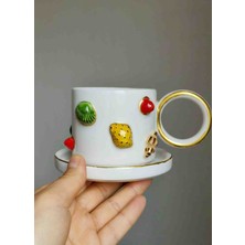 Kotyora Seramik Deniz Kabuğu El Yapımı Hediyelik Seramik Duble Kahve Fincanı