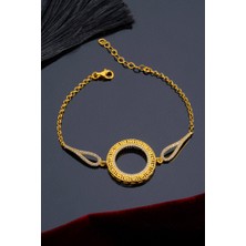 Innuendo Jewelry 925 Ayar Gümüş Taşlı Desenli Halka Motifli Çeyrekli Bileklik