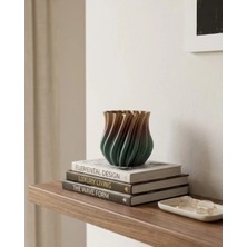 Serac Collection Koyu Metalik Kıvrımlı 3D Vazo Minimal Lüks Ev Ofis Dekoru - SA002G-6ETD42