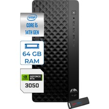 Hp Prodesk 2 Tower G1I Intel I5 14500  Up To 5,0ghz 64GB Ddr5 256GB SSD 6GB/RTX3050 WIN11HOME Mini Tower Masaüstü Bilgisayar B6YE4ET23H21+ZETTAUSBBELLEK