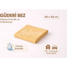 Nobera 1 Adet Güderi Bez 40X40 cm 250 Gsm Yüksek Emicili Oto Araba Kurulama Cam Silme Iz Bırakmayan Temizlik Bezi