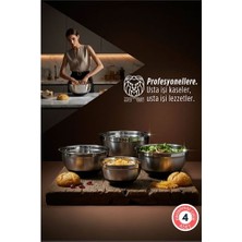 İlkyaz Fashion Chiara Serisi 4’lü Paslanmaz Çelik Iç Içe Geçebilir Profesyonel Karıştırma Kasesi Seti 7