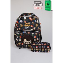 x Dekomus "wizard Icons Collection" Harry Potter Lisanslı Ortopedik Ilkokul ve Kalem Çantası Seti