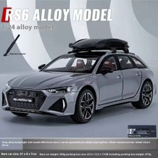 Aksoy Toys Audi Rs6 Metal Araba Kapıları Bagajı Kaputu Açılır 20 cm Oyuncak Araba Nardo Gri