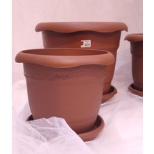 Abnturk 1 Adet 5no Ø39X34CM 23 Litre Toprak Rengi Tabaklı Çiçek Saksısı Toprak Çökmesi Önleyen Özel Içyapı