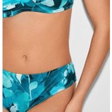 Kom Kadın Turkuaz Desenli Telli Kapsız Toparlayıcı Bikini Takımı