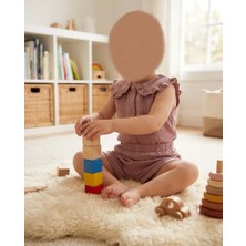 Mutlu Bebe Bulvar Kız Çocuk %100 Pamuk Müslin Fırfır Yakalı Gömlek ve Şort Takım - 2'li Set