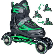 Delixa Paten Taj-J1 Paten Işıklı Silikon Teker 3 1 Inline Yetişkin Paten (Yeşil, 35-38)