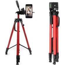 3366 Alüminyum Cep Telefonu Için Su Terazili Tripod 140 cm Pro (Kırmızı)