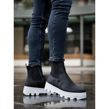 Decostyle Yüksek Taban Chelsea Bot Siyah (Beyaz Taban)