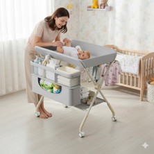 Delixa Portatif Bebek Alt Değiştirme Bakım Masası Sepetli Organizer Katlanabilir Taşınabilir Istasyon Teker