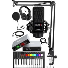 Midi Paket-2 Stüdyo Ekipmanları Seti Ses Kartı Midi Klavye Mikrofon Kulaklık