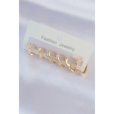 Pazarcan Pirinç Gold Renk Model Küpe Seti