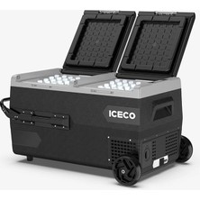 K95D 12/24VOLT 95 Litre Akülü/kablolu/çift Bölmeli Kompresörlü Tekerlekli Outdoor Oto Buzdolabı/dondurucu (Akü Dahil Değildir)