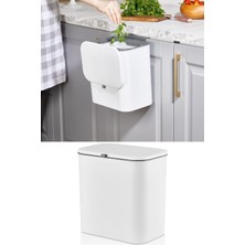 İndecor Houseware 15 Litre Fonksiyonel Kapaklı Banyo ve Mutfak Tezgahüstü Çöp Kovası Dolap ve Duvar Aparatlı 15 Lt.