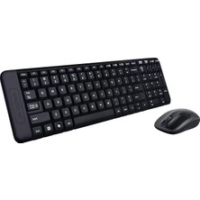 MK220 Kablosuz Kompakt Klavye Mouse Seti, Sağ ve Sol Elle Kullanıma Uygun Mouse, Sıvı Dökülmesine Dayanıklı, 10 M Kullanım Mesafesi, Türkçe Q Klavye, Siyah