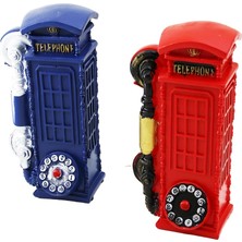 Pazarcan Kumbara Telefon Kulübesi Dekoratif Biblo Kumbara Renkli 20X6X6CM Reçine