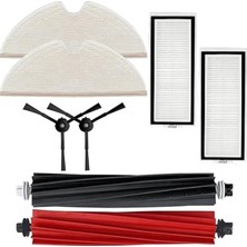 ile Uyumlu Q5 Max+Plus-Q5 Pro/ Q5 Pro+Plus/ Q8 Max/ Q8 Max+Plus Fırça,hepa Filtre,yüksek Kalite Fiber Mop Paspas Yedek Parça Seti-Siyah 8 Parça
